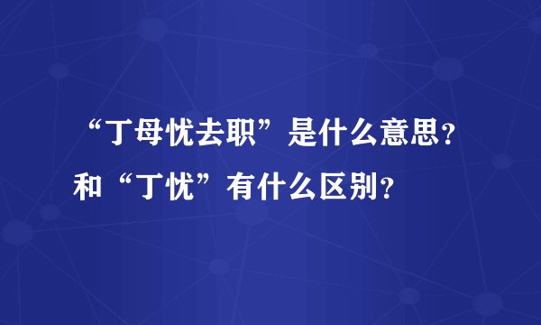 “丁母忧去职”是什么意思？和“丁忧”有什么区别？