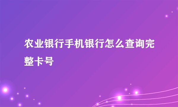 农业银行手机银行怎么查询完整卡号
