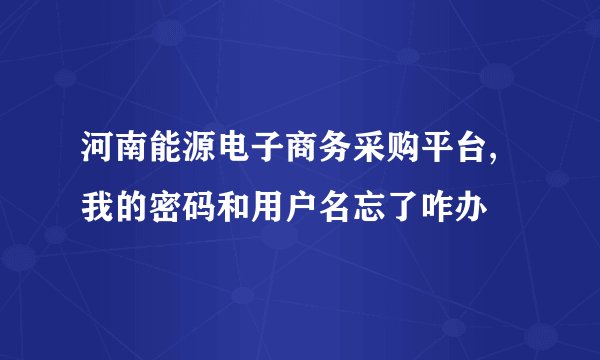 河南能源电子商务采购平台,我的密码和用户名忘了咋办