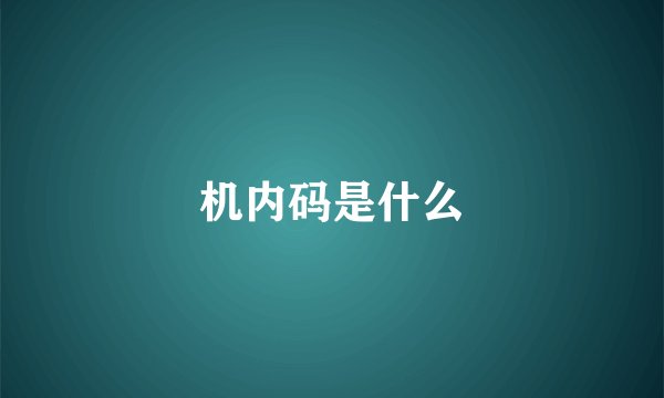 机内码是什么