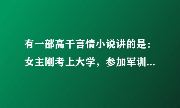 有一部高干言情小说讲的是：女主刚考上大学，参加军训，男主是军队首长，处处为难女主。谁知叫什么名字？