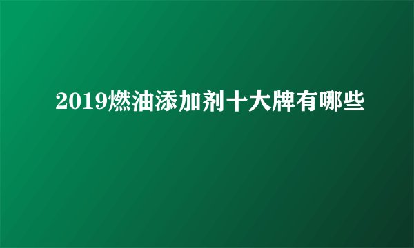 2019燃油添加剂十大牌有哪些