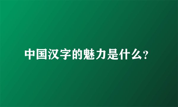 中国汉字的魅力是什么？