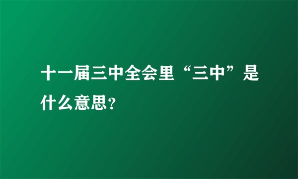 十一届三中全会里“三中”是什么意思？