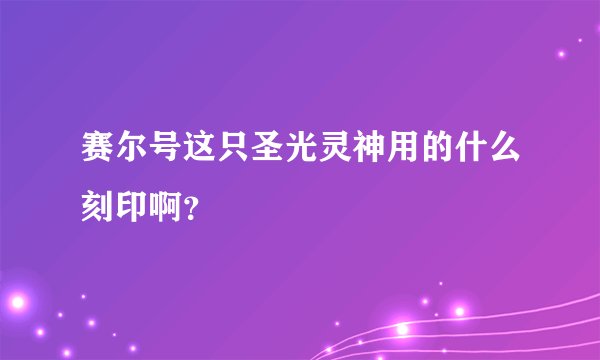 赛尔号这只圣光灵神用的什么刻印啊？
