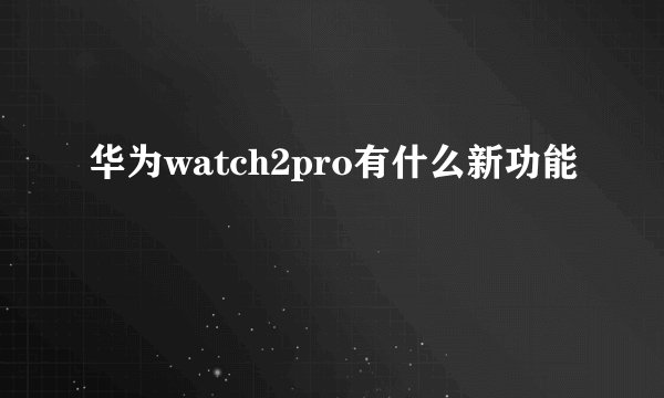 华为watch2pro有什么新功能