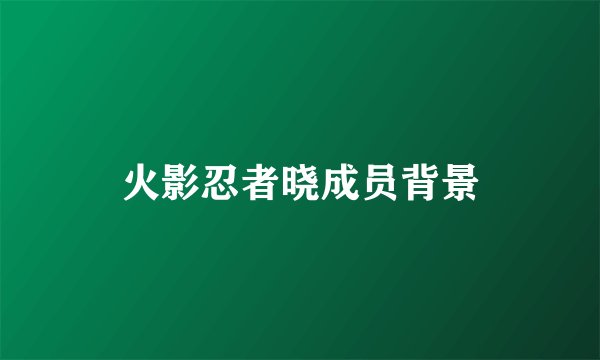 火影忍者晓成员背景