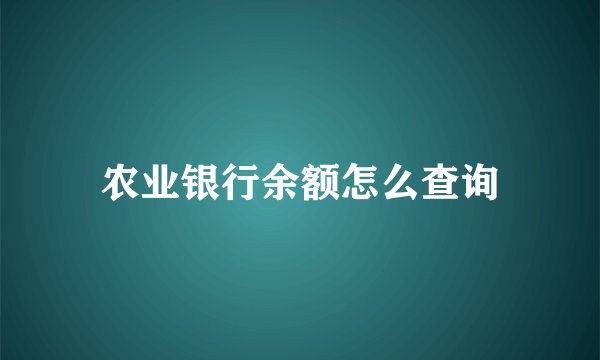 农业银行余额怎么查询