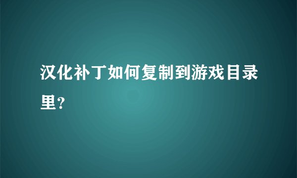 汉化补丁如何复制到游戏目录里？