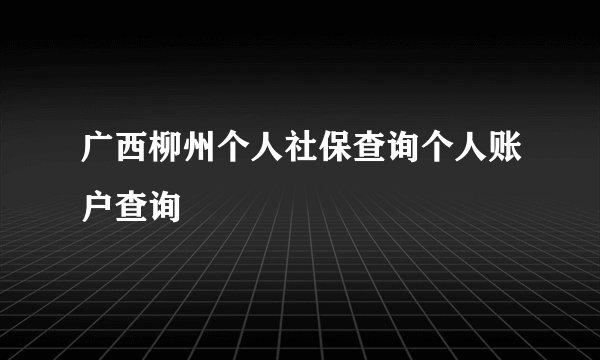 广西柳州个人社保查询个人账户查询
