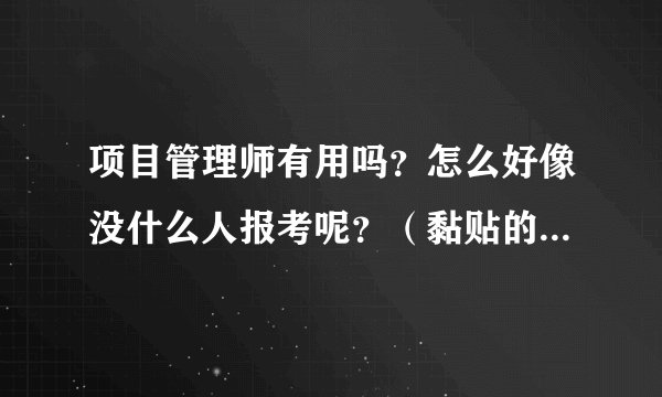项目管理师有用吗？怎么好像没什么人报考呢？（黏贴的或者回答中肯打酱油的就别回答啦。）