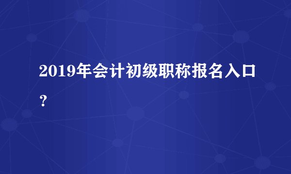 2019年会计初级职称报名入口？