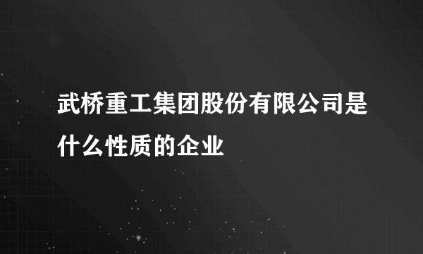 武桥重工集团股份有限公司是什么性质的企业