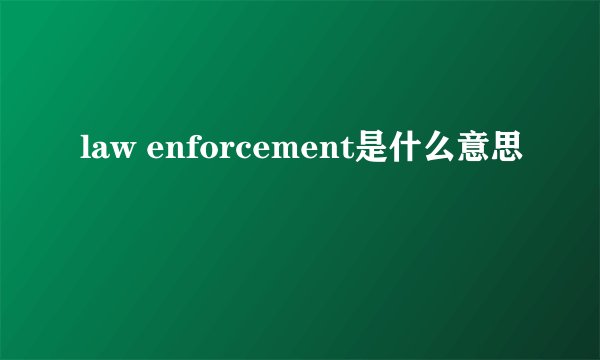 law enforcement是什么意思