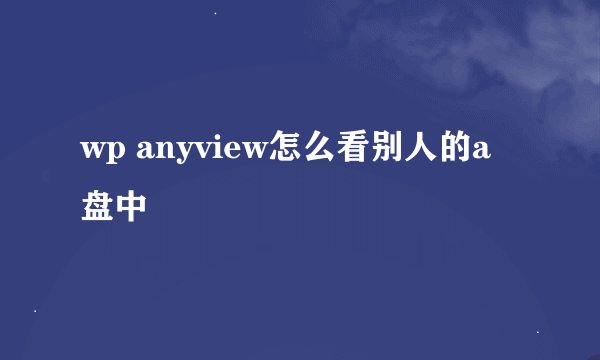 wp anyview怎么看别人的a盘中