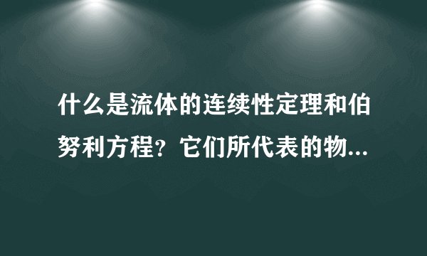 什么是流体的连续性定理和伯努利方程？它们所代表的物理意义是什么