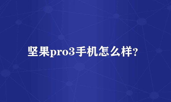 坚果pro3手机怎么样？
