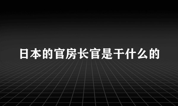 日本的官房长官是干什么的