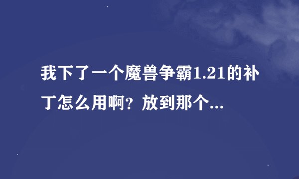 我下了一个魔兽争霸1.21的补丁怎么用啊？放到那个文件夹里？