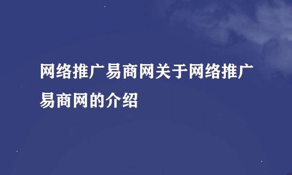 网络推广易商网关于网络推广易商网的介绍