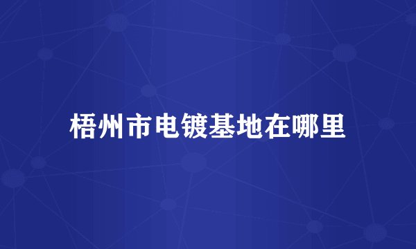 梧州市电镀基地在哪里