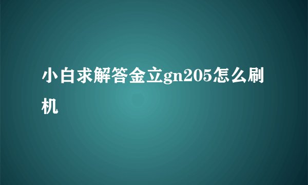 小白求解答金立gn205怎么刷机