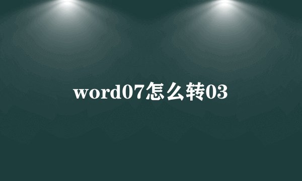 word07怎么转03