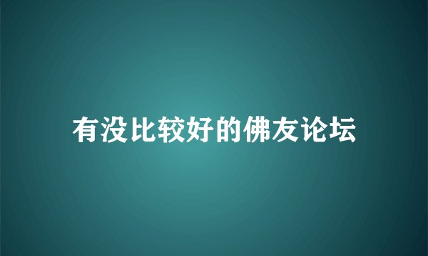 有没比较好的佛友论坛