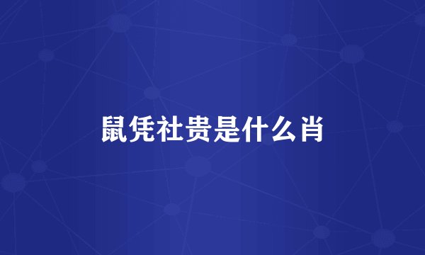 鼠凭社贵是什么肖