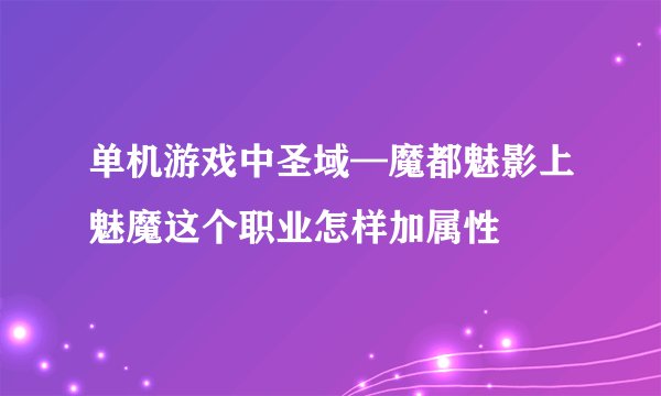 单机游戏中圣域—魔都魅影上魅魔这个职业怎样加属性