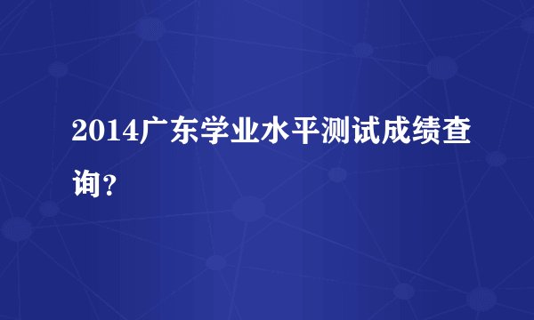 2014广东学业水平测试成绩查询？
