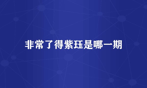 非常了得紫珏是哪一期