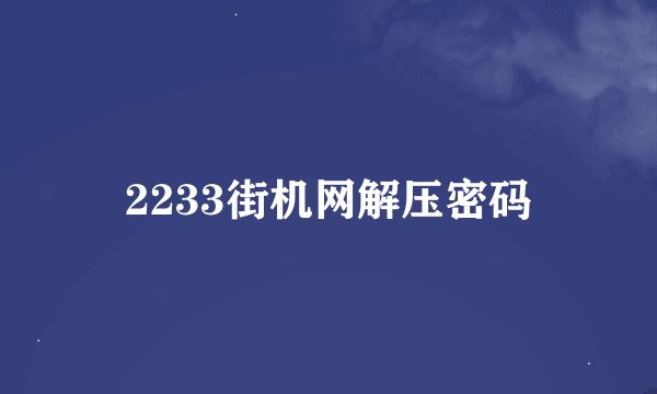2233街机网解压密码