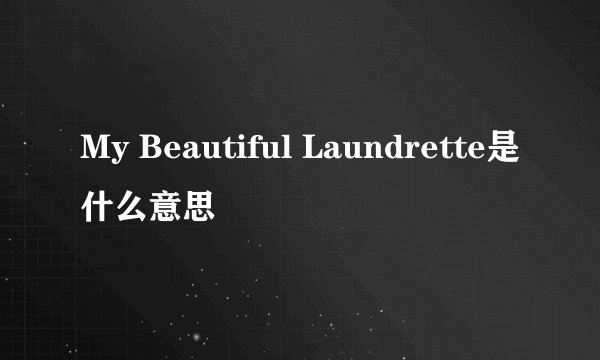 My Beautiful Laundrette是什么意思