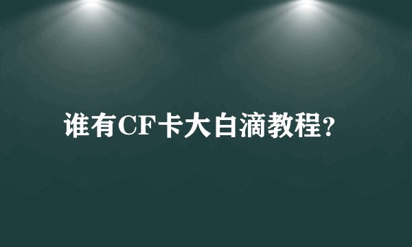 谁有CF卡大白滴教程？