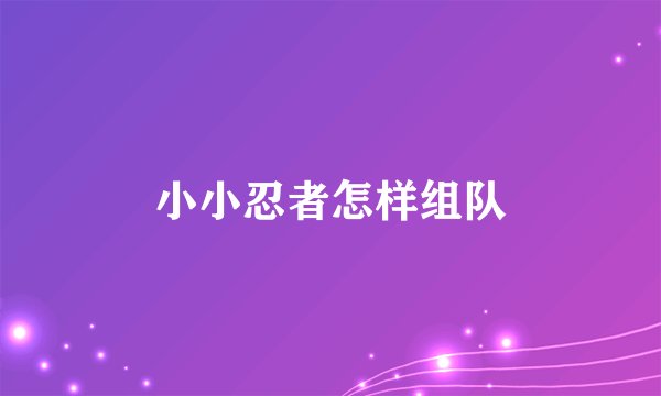 小小忍者怎样组队