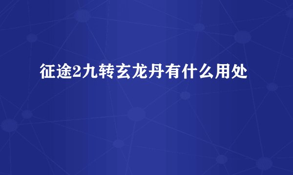 征途2九转玄龙丹有什么用处