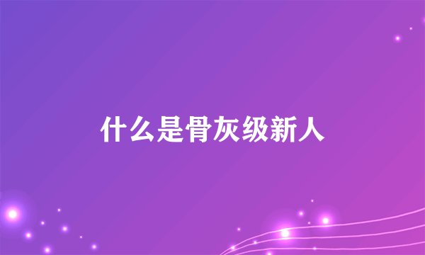 什么是骨灰级新人
