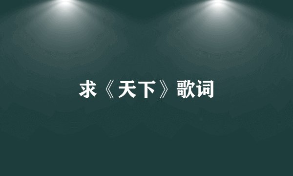 求《天下》歌词