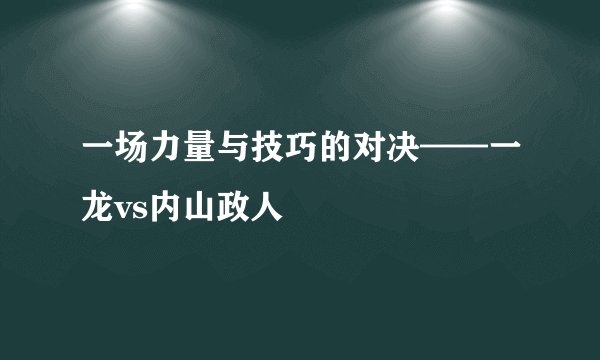 一场力量与技巧的对决——一龙vs内山政人