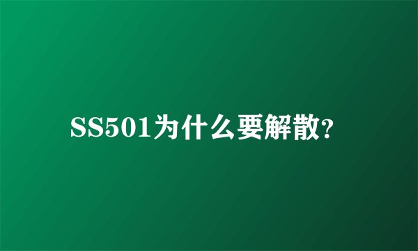 SS501为什么要解散？