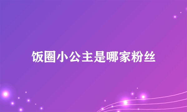 饭圈小公主是哪家粉丝