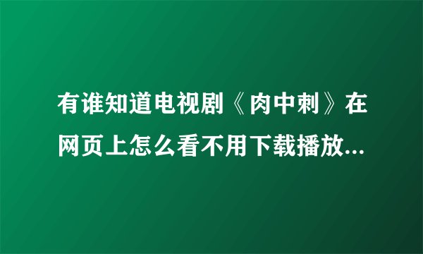 有谁知道电视剧《肉中刺》在网页上怎么看不用下载播放器的网址？