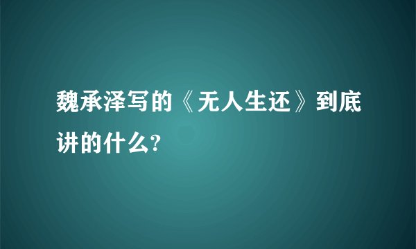 魏承泽写的《无人生还》到底讲的什么?