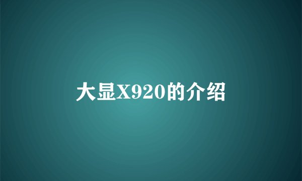 大显X920的介绍