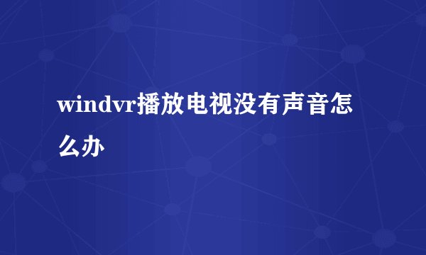 windvr播放电视没有声音怎么办