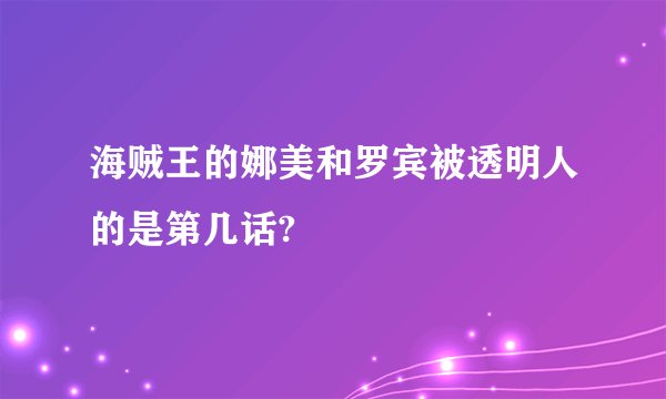海贼王的娜美和罗宾被透明人的是第几话?