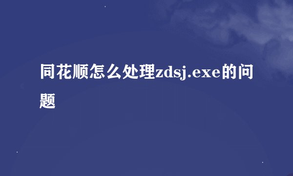 同花顺怎么处理zdsj.exe的问题
