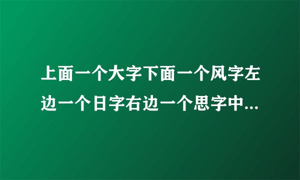 上面一个大字下面一个风字左边一个日字右边一个思字中间加一个什么字就能组成四个词呢？