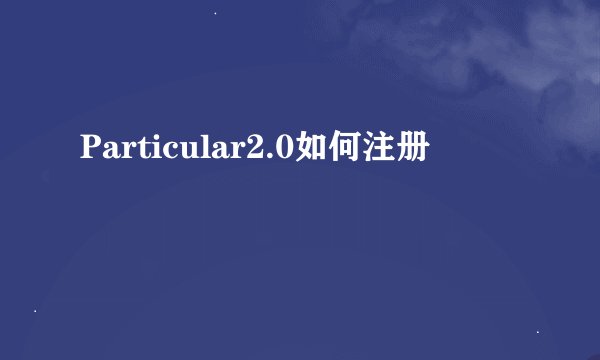 Particular2.0如何注册